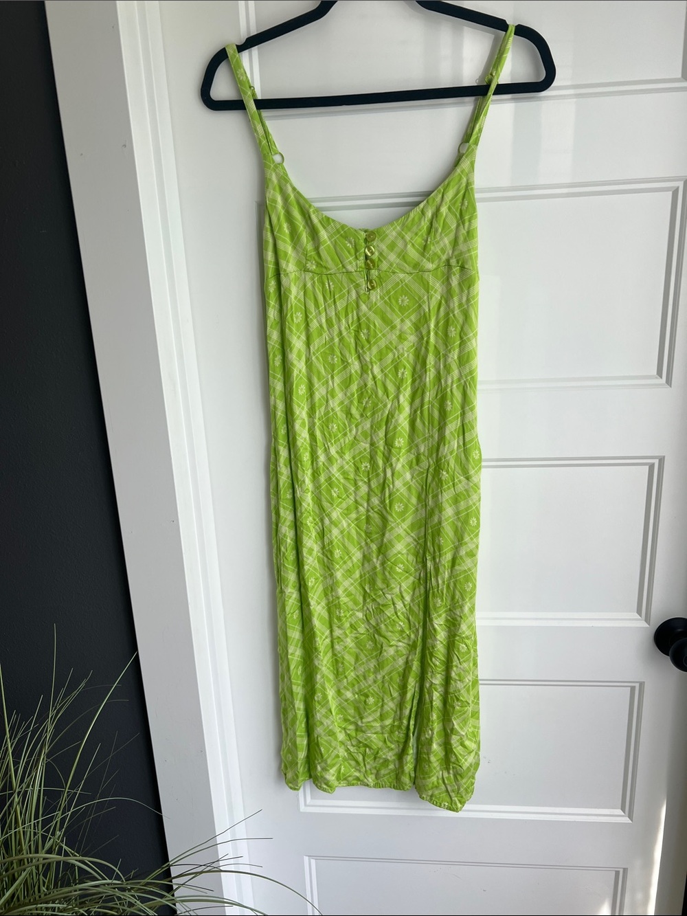 Urban Outfitters Lime Green Patterned Midi Dress